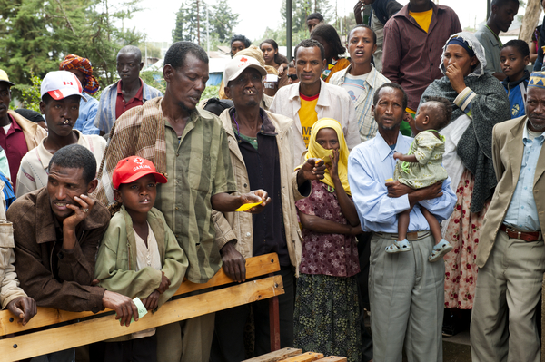 En grupp med patienter i Etiopien har samlats.